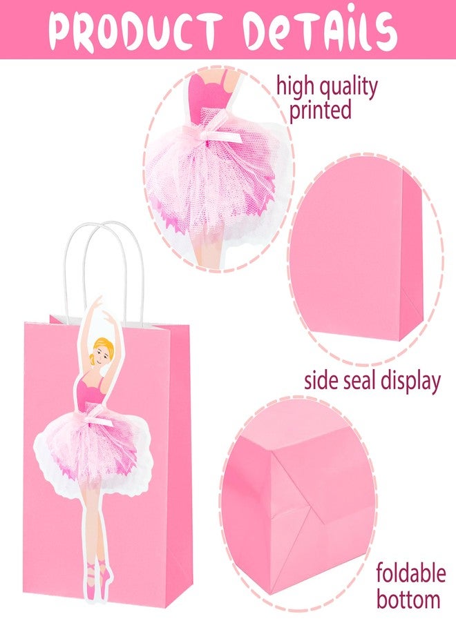 اوموني أكياس هدايا راقصة الباليه من أوموني، 12 قطعة، أكياس هدايا لحفلات أعياد ميلاد راقصة الباليه، أكياس هدايا لحفلات استقبال المولود الجديد بطابع رقص الباليه - Image 3